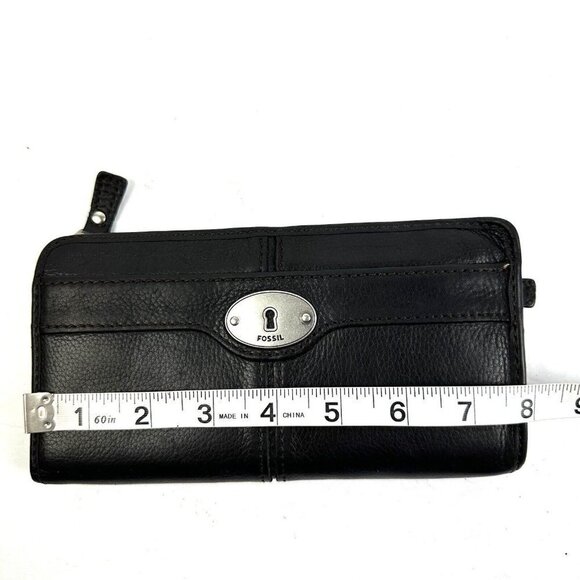 Fossil Maddox Wallet Black Leather3/4 Zip Around Clutch Organizer - Picture 7 of 9